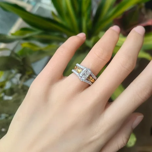Miniatura 3 de DovEggs Anillos de compromiso de moissanita para mujer, 2 unidades, 0.236 x 0.315 in, GHI radiante corte de hielo triturado, moissanita, mejorador