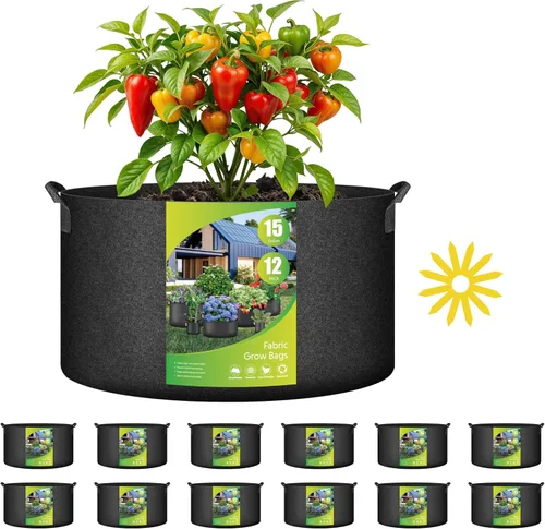 Miniatura 14 de HealSmart Paquete de 6 bolsas de cultivo no tejidas de 1 galón, macetas de tela de aireación con asas, adecuadas para frutas de jardín, verduras