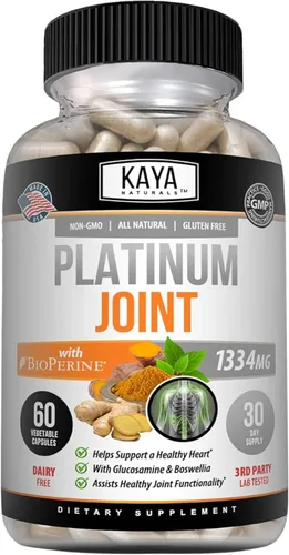 Kaya Naturals Platino - Nature Made Bioperine, glucosamina, cúrcuma con boswellia, propiedades antioxidantes saludables, curcumina de cúrcuma 1334