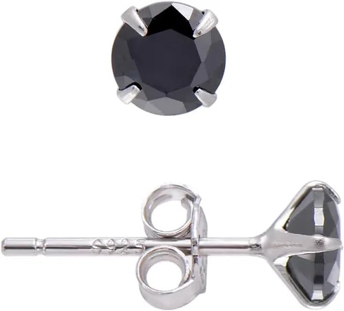 Miniatura 9 de Pendientes de plata de ley con circonita cúbica negra para mujer y hombre