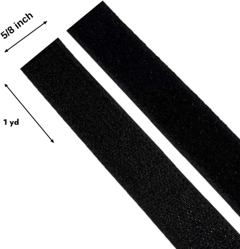 Miniatura 2 de Lakesstory Cinta adhesiva negra de 5/8 pulgadas de ancho con gancho y bucle de 1 yarda de longitud, cinta autoadhesiva de fijación resistente