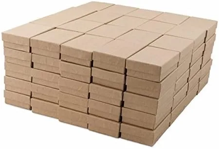Miniatura 2 de 888 Display - Caja de 100 cajas de 1 78" x 1 14" 58" Kraft marrón mate acabado cajas de joyería rellenas de algodón