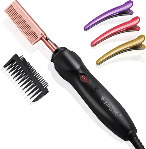 Miniatura 9 de NICEMOVIC Peine Alisador de Cabello con Calentamiento Cerámico - Cepillo de Prensado Caliente para Cabello Natural Negro, Barbas Postizas y Rizado 1