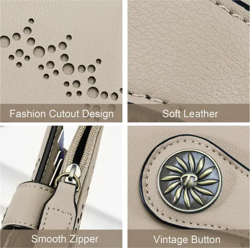 Miniatura 7 de Tipmile - Cartera pequeña para mujer, cartera de cuero con bloqueo RFID, plegable con bolsillo para monedas y con cremallera, Beige, Casual