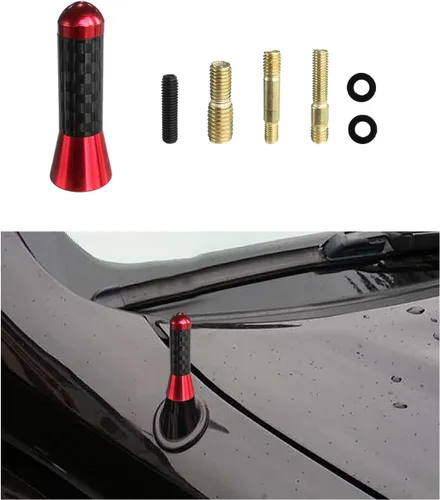 Miniatura 16 de Dickno Antena corta para automóvil, antena de radio de aluminio de 1.37 pulgadas, repuesto de mástil, antena de recepción de radio AM/FM automática