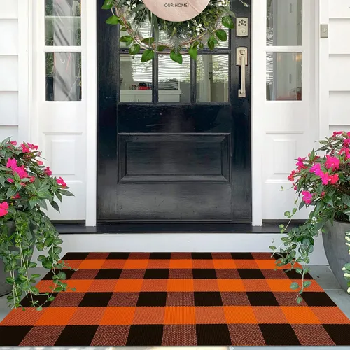 Miniatura 14 de IOHOUZE Alfombra a Rayas Blanco y Negro - 2x4.3 Tapetes para Puerta Delantera Exterior, Alfombra Lavable para Decoración de Porche Delantero, negro
