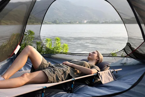 Miniatura 7 de MARCHWAY Cama de Campamento Ultraligera Plegable para Tienda de Camping, Portátil y Compacta para Viajes al Aire Libre, Base de Campamento, Gris
