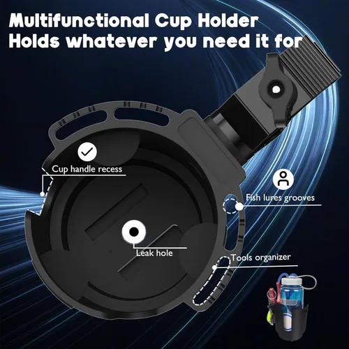 Miniatura 2 de Portavasos con abrazadera de aluminio de 0.6 a 1.5 pulgadas, soporte para bebidas para ATV, motocicleta, bicicleta, silla de ruedas, carrito