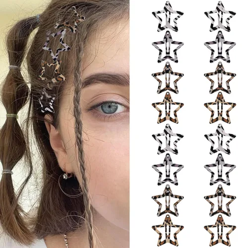 Miniatura 14 de Pinzas para el cabello Y2K de la década de 2000, pasadores de pelo antideslizantes, accesorios para el cabello de estrella plateadas, pinzas