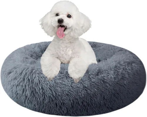 Miniatura 26 de Nisrada Cama para perros pequeños, medianos y grandes, 20 pulgadas, relajante, lavable, redonda, acogedora, suave, cama para mascotas para cachorros