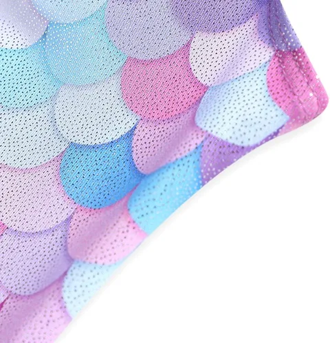 Miniatura 3 de Leotardos de gimnasia para niñas para danza de niños pequeños con diseño de sirena unicornio atlético ropa de baile brillante arco iris azul rosa