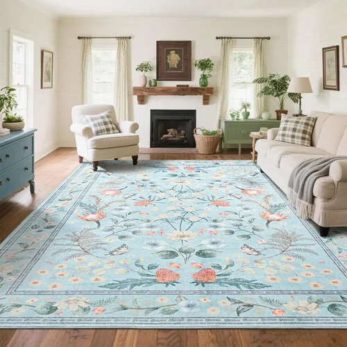Miniatura 20 de Przemy Alfombra de Pasillo para Dormitorio, 2x6 pies Alfombra Lavable Antideslizante, Pequeña Alfombra Floral para Entrada, Pasillo, Cama de Niñas