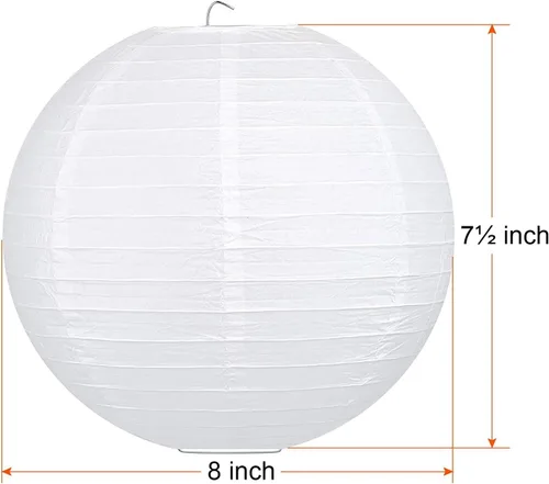 Miniatura 2 de Science Purchase - Paquete de 12 lámparas de papel chino de 8 pulgadas de diámetro para luces de cadena (blanco)