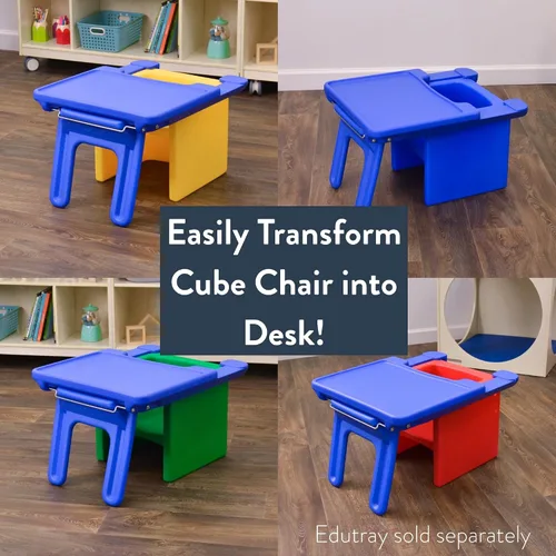 Miniatura 7 de Children's Factory Silla cúbica 3 en 1 para niños, muebles de aula de asientos flexibles, paquete de 1, color rojo