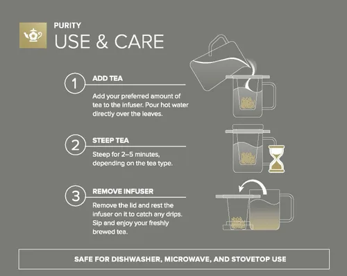 Miniatura 5 de Teabloom Infusor de té de vidrio de pureza pendiente de patente con tapa, borosilicato 3.3, filtro perforado con láser, ajuste universal para tazas