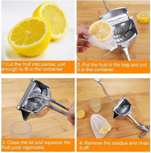 Miniatura 5 de Exprimidor manual de frutas de acero inoxidable: Exprimidor de prensa de limón resistente para extracción de cítricos sin esfuerzo, exprimidor