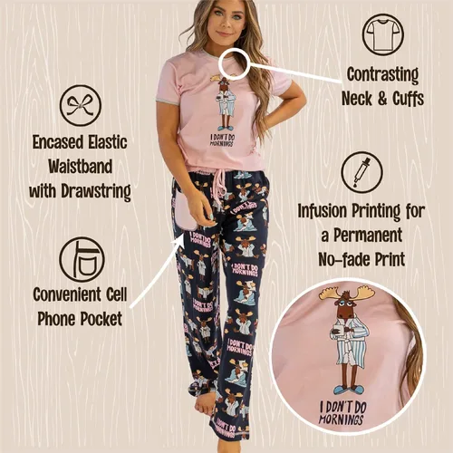 Miniatura 5 de Lazy One Conjunto de pijama para mujer, manga corta con bonitos estampados, ajuste relajado