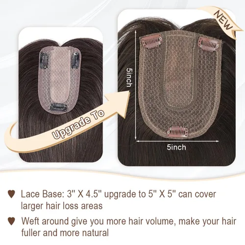 Miniatura 5 de UDU Hair Toppers para mujer: Fibra sintética, marrón ceniza, multicapa, largo y lacio, ondulado, con clip en pelucas con flequillo Marrón