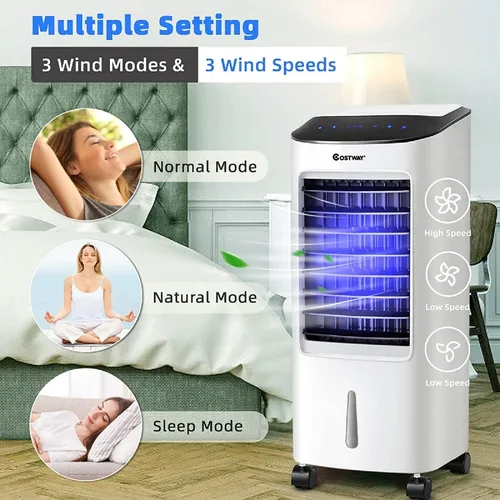 Miniatura 2 de ARLIME Enfriador de aire evaporativo, ventilador de aire acondicionado portátil 3 en 1 y humidificador, 3 velocidades de viento, 3 modos, pantalla