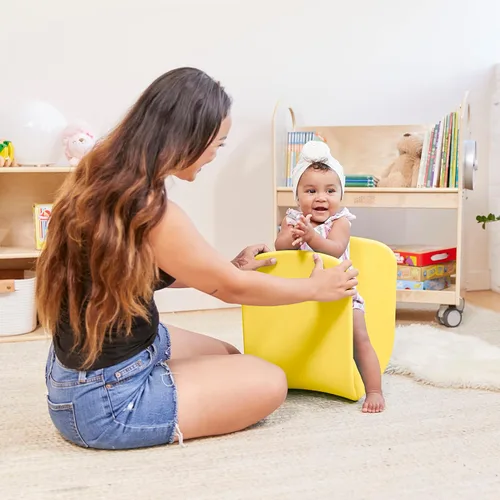 Miniatura 11 de ECR4Kids Asiento Wave, altura del asiento de 14 a 15.1 pulgadas, taburete tipo percha, amarillo, paquete de 2