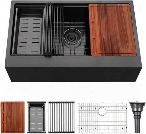 Miniatura 9 de VAPSINT Fregadero de barra de 15 x 15 pulgadas, fregadero de cocina pequeño hecho a mano de acero inoxidable de 16 calibres para preparación