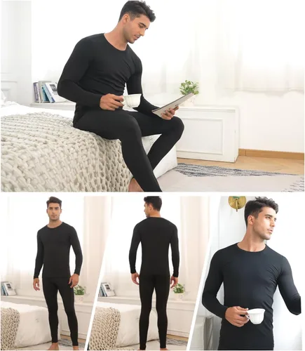 Miniatura 6 de Conjunto de ropa interior térmica para hombre con forro polar ligero y ultrasuave, conjunto de John largo, capa base de esquí
