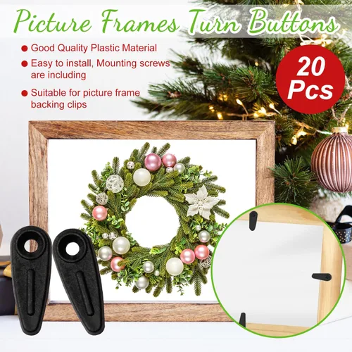 Miniatura 2 de MroMax 20 piezas de marcos de fotos, botones de giro, clips de plástico para marco de fotos con tornillos, piezas para colgar imágenes, fotos