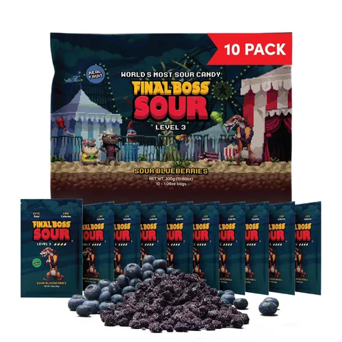 Miniatura 10 de Final Boss - Caramelos ácidos, naturales, de arándanos agrios secos, sin colores artificiales, saludable, bajo en calorías, para niños y adultos