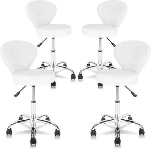 Miniatura 16 de KLASIKA Silla giratoria de cuero con soporte para la espalda, asiento hidráulico ajustable, altura de 22 pulgadas, para oficina, masaje, facial