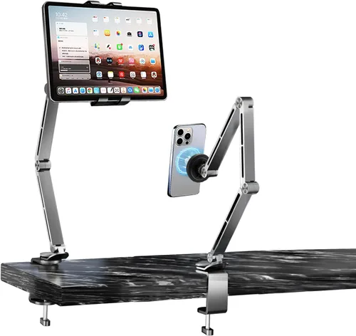 Miniatura 8 de Soporte para tablet para escritorio, soporte de escritorio para iPad, soporte magnético para tableta para escritorio, soporte de brazo plegable