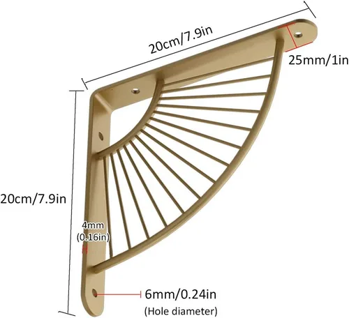 Miniatura 2 de Soportes flotantes de metal en forma de abanico para estantería, juego de 2 soportes de estante de pared en ángulo recto, para colgar en casa