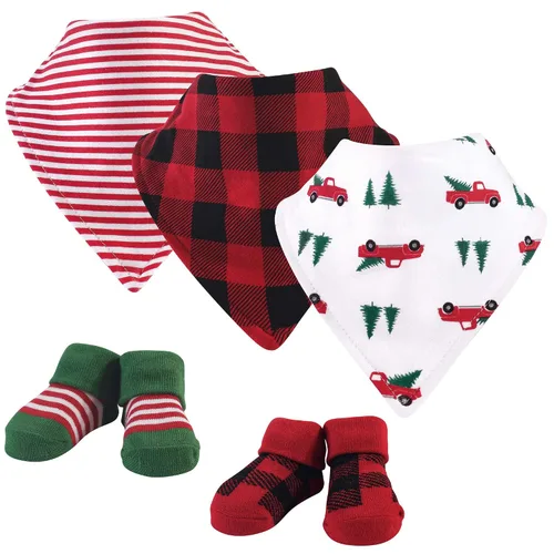 Miniatura 3 de Hudson Baby Conjunto de babero y calcetines unisex de algodón para bebé, Tamaño único Chica Calabaza