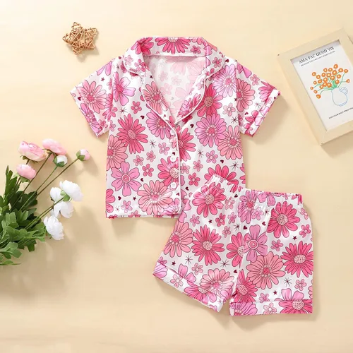 Miniatura 63 de Conjunto de pijama de manga larga con botones para niña pequeña, conjunto de ropa de dormir