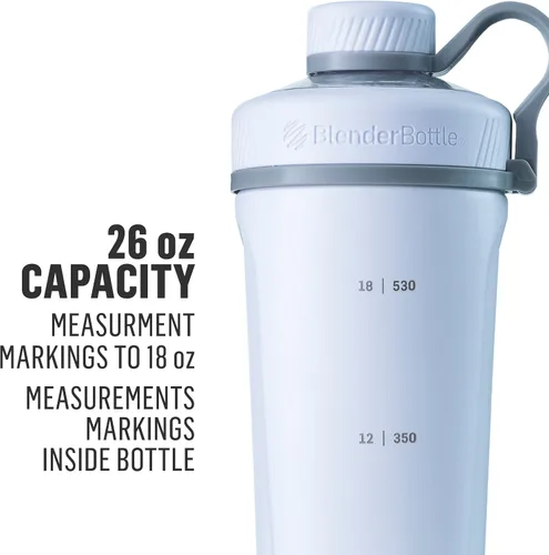 Miniatura 3 de BlenderBottle Radian Shaker Cup Botella de agua aislada de acero inoxidable con batidor de alambre, 26 onzas, blanco mate y botella 2 en 1 y cepillo