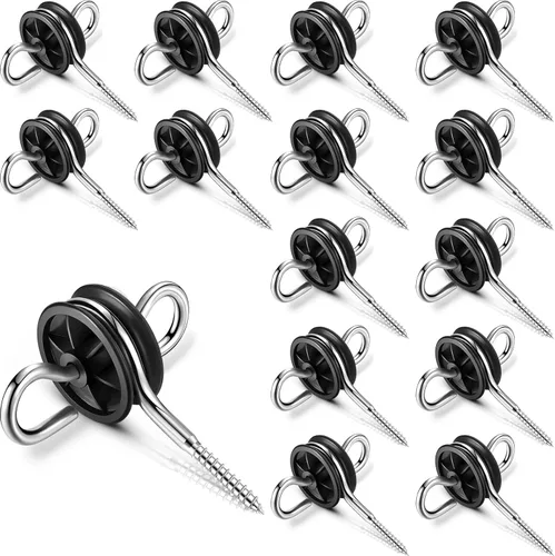 Moxweyeni 12 piezas de tornillos aislantes eléctricos negros para cerca, aisladores eléctricos de alambre de anclaje para anillos de puerta de poste
