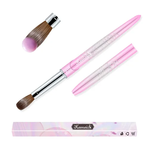 Miniatura 20 de Pincel para uñas acrílicas tamaño 16, pinceles de arte de uñas 100% puro Kolinsky de KEMEISI con mango resistente, forma ovalada, herramientas