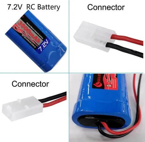 Miniatura 2 de Paquete de baterías OXWINOU de 7.2V 3800mAh, batería plana NiMH de alta capacidad, batería de repuesto para automóvil RC, camión RC, tanque