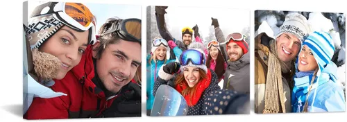 CCWACPP Arte personalizado en lienzo con 3 fotos de retratos familiares de perros para boda, impresiones en lienzo, póster personalizado, decoración