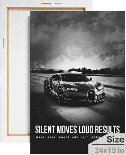 Miniatura 56 de Arte de pared motivacional para la oficina, lienzo de arte de súper auto, decoración automotriz inspiradora para los amantes de Porsche Sportscar