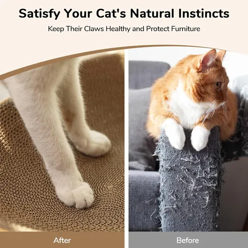 Miniatura 7 de FUKUMARU Cama rascador para gatos de cartón, almohadilla ovalada 2 en 1 para rascar para gatos, tabla de rascar para gatos, cama para interiores