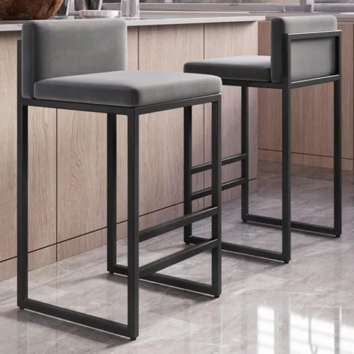 Miniatura 11 de Juego de 1/2 taburetes de bar, sillas de bar tapizadas de terciopelo con reposapiés, taburetes de encimera de cocina, marco de hierro de metal negro