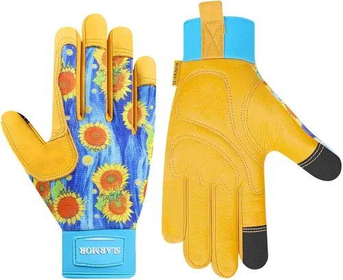 Miniatura 10 de Guantes de jardín de cuero para mujer, guantes de trabajo a prueba de espinas para desmalezar, cavar, plantar, podar guantes de jardín