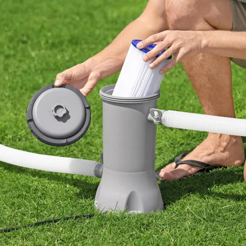 Miniatura 8 de Bestway Flowclear - Cartucho de bomba de filtro de agua para piscina sobre el suelo, 530 galones por hora, 120 voltios con temporizador de apagado