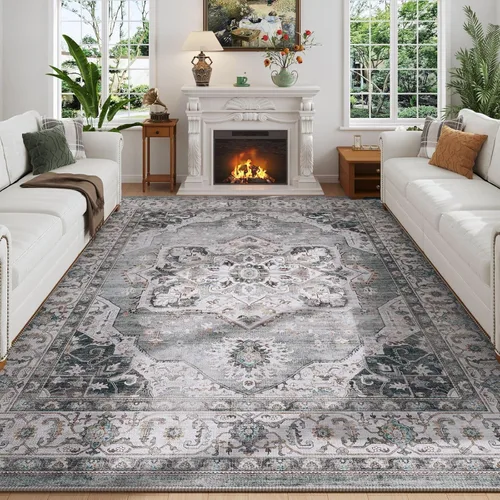 Miniatura 37 de Rugcomf Alfombra de pasillo de 2 x 6 pies, lavable, bohemio, suave, antideslizante, no desprende pelusa, lana sintética, estilo vintage para cocina