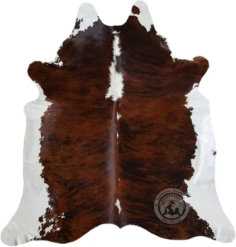 Sunshine Cowhides Alfombra de piel de vaca 100 % genuina, con diseño de columna vertebral Brindle, alfombra de estilo moderno y tapete para sala de