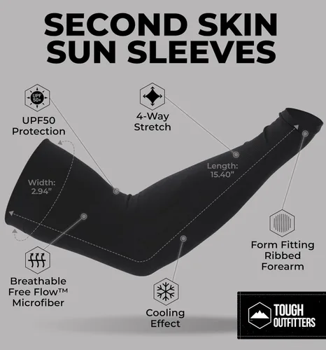 Miniatura 5 de Mangas de brazo de protección solar UV para hombres y mujeres, manga de enfriamiento de compresión deportiva UPF 50, base de cáncer de piel Negro