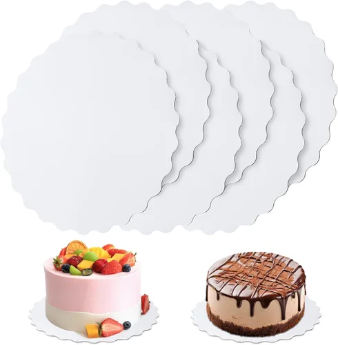 Miniatura 7 de 6 piezas de soportes para tartas, soportes para tartas blancos de 25,4 cm redondos, 100% cartón de grado alimenticio, soportes circulares