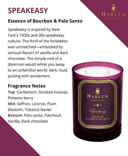 Miniatura 4 de HARLEM CANDLE CO. Speakeasy - Vela de soja perfumada de lujo, 11 onzas - 80 horas de combustión Palo Santo, cardamomo, incienso, bourbon, tabaco