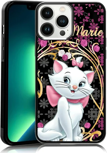 Miniatura 66 de Elegante funda de teléfono con diseño de gato Marie compatible con iPhone 11, funda de encaje dorado para iPhone, a prueba de golpes, rosa fucsia