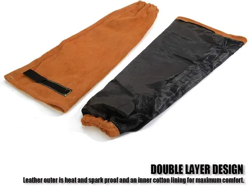 Miniatura 3 de Mangas de trabajo de soldadura de cuero para hombres y mujeres, protección de brazo resistente al calor y al fuego con costuras de Kevlar y forro